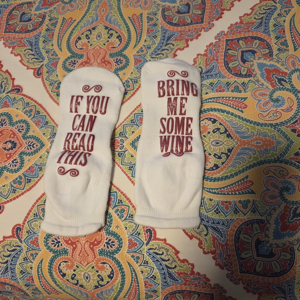White Novelty Wine Socks